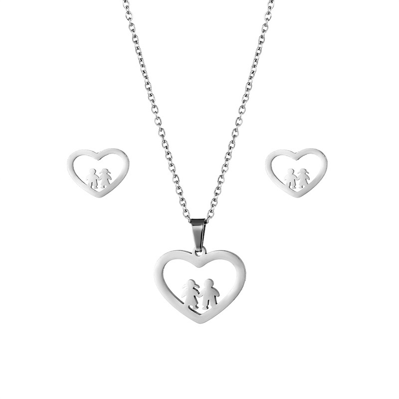 fashion boys and girls pendant stainless steel necklace earrings