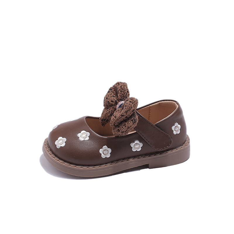Zapatos de cuero para niñas zapatos de princesa bordados para niños 2025 primavera y otoño nuevos zapatos de arco para niñas zapatos de solos para bebés image 7