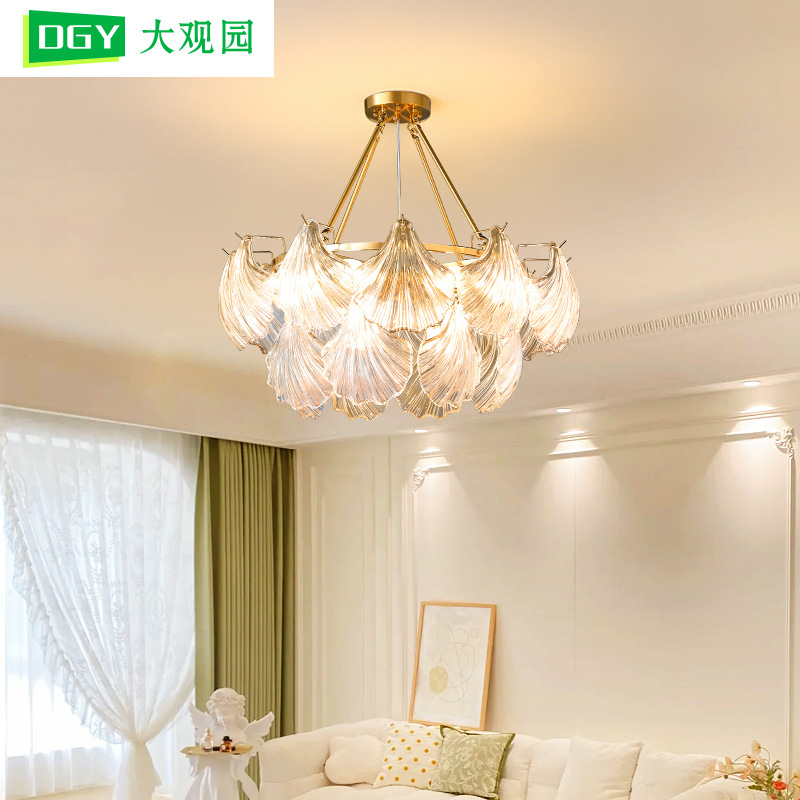 lámpara de la sala de estar lujosa francesa lámpara de cristal lámpara de dormitorio conchas lámpara de sala de estar moderna y simple comedor lámpara de sala de estar 413L