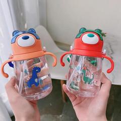 Seliya children's water cup with straw plastic anti-fall cup for primary school students cartoon kindergarten handle portable kettle