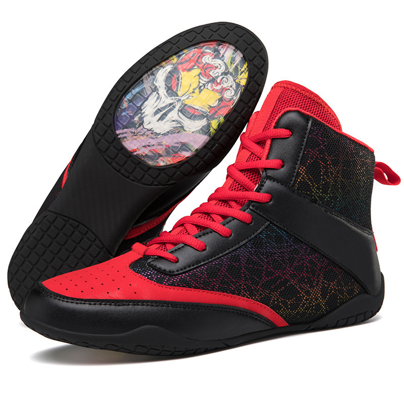 Qj-9876 Cross-Border Large Size Boxing Shoes for Men and Women, Fighting Shoes, Couple's Non-Slip Lightweight Sanda Training Shoes