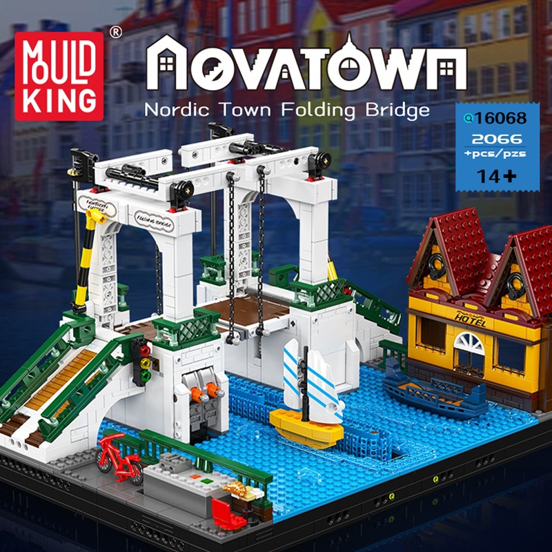 16068 ciudad nórdica puente plegable eléctrico colección de joyas para niños y niñas regalos