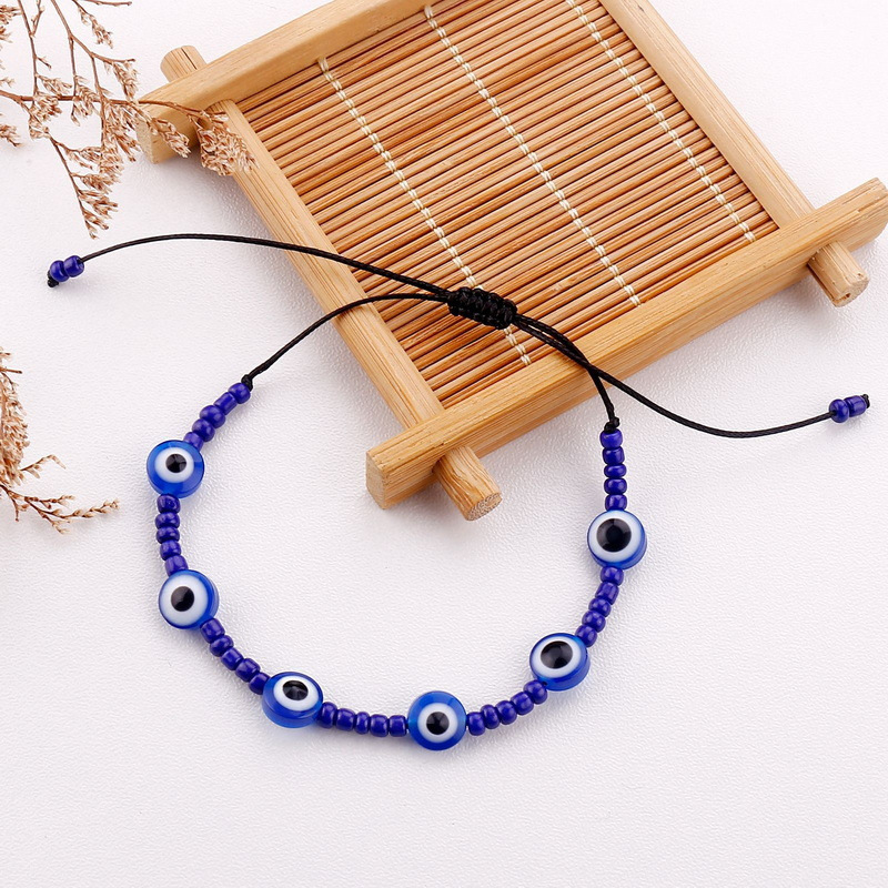 Fashion Devilu0027S Eye Eye Resin Beaded Braid Resin Unisex Bracelets