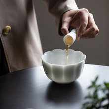德化白瓷花瓣茶洗甜白小号茶杯洗陶瓷家用建水茶水缸功夫茶具水盂