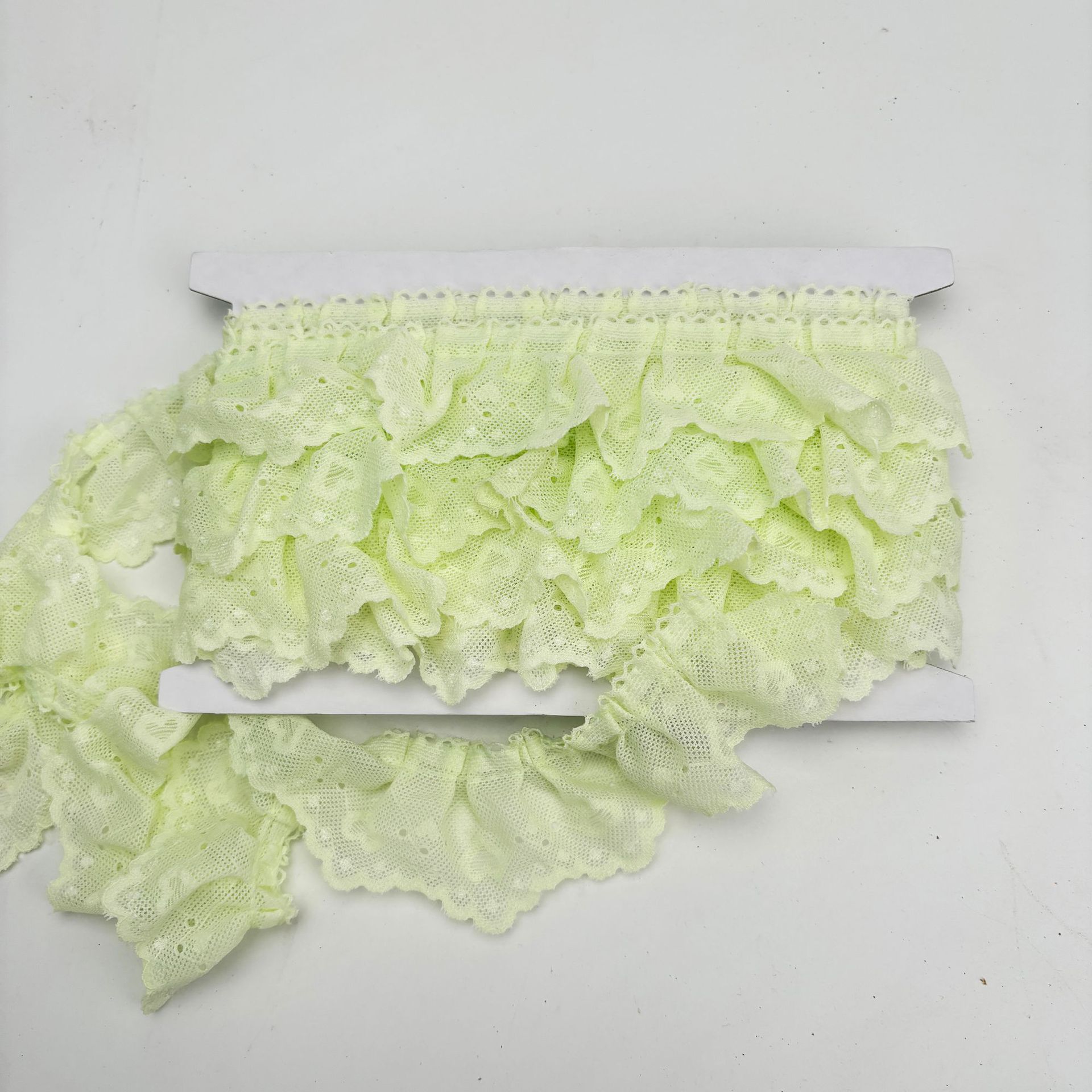 Encaje plisado de intestino grueso de amor amarillo fluorescente de 5 yardas
