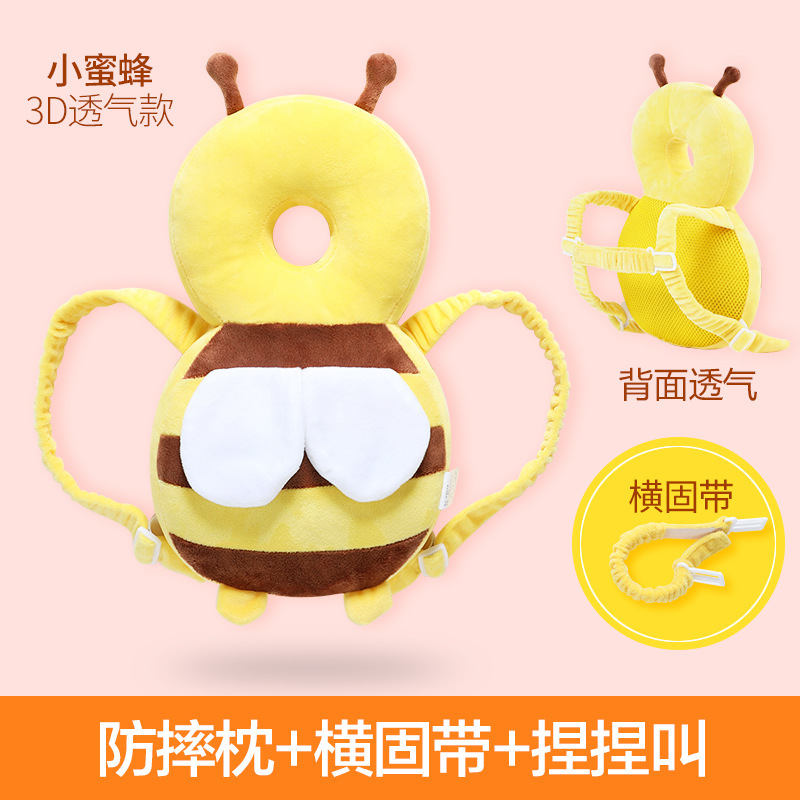 Bebé para aprender a caminar almohada de caída almohada de protección de la cabeza transpirable almohada de protección de la cabeza para bebés pequeños abeja gorra de protección de la cabeza de caída