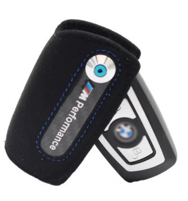 Suitable for BMW new 3 series 5 series 1 series 7 series GT series 6 series x3x4 suede car key case protective cover (Car key bag) - original-car-size-standard-style-blue-line