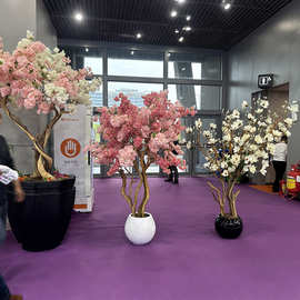 仿真绿植樱花树盆景室内高端轻奢装饰软装假植物玉兰花盆栽摆件