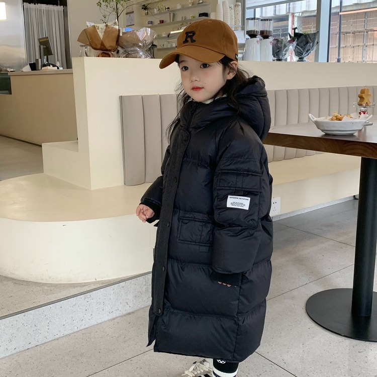 Tutu Little Elephant Boys and Girls Winter New Dupont Three-Proof 90 White Duck Down Hooded Down Jacket Medium Long Thick Jacket