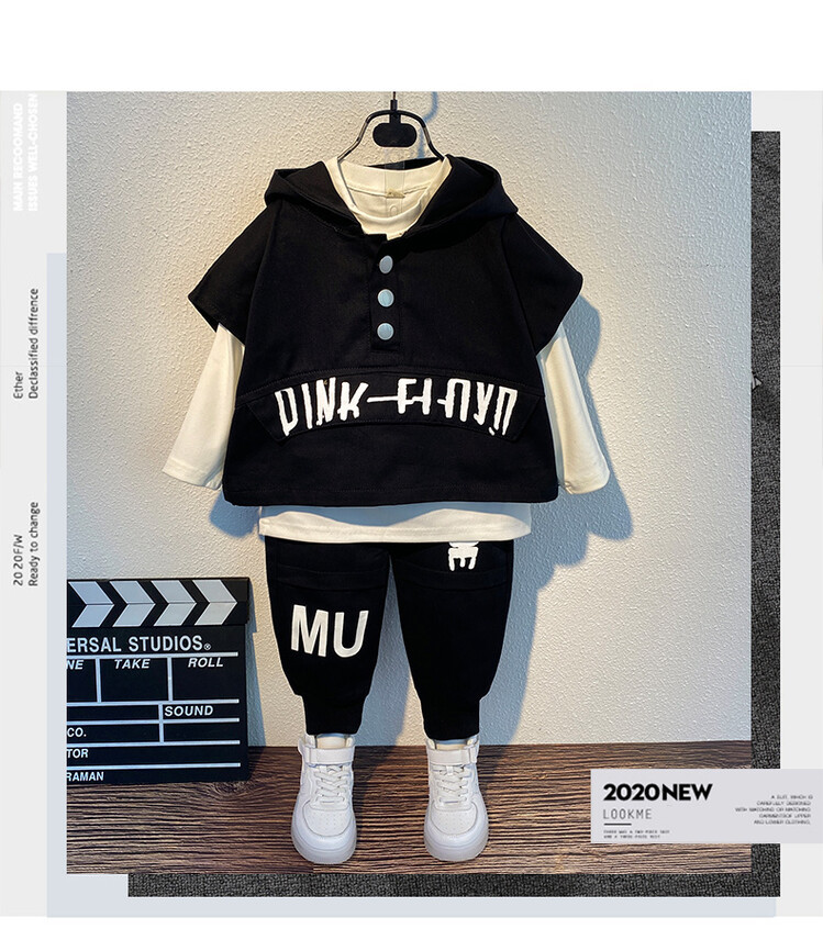 Arbeitskleidung 2024 Frühling und Herbst Neue Kindermode Cooles dreiteiliges Set für Jungen Hübsche Kleidung_voghion.com