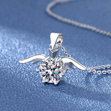 厂家直销翅膀项链女新款女锁骨链一克拉钻天使之翼吊坠定 制