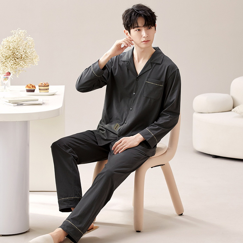 Pijamas de hombre primavera y otoño de hombre 2025 nuevo de terciopelo de manga larga otoño y invierno engrosado conjunto de ropa cálida de invierno