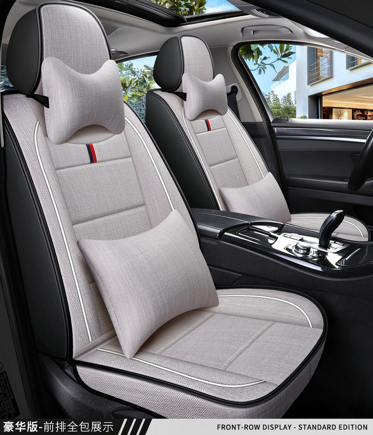 Factory Direct Sales Breathable Linen All-Season Wear-Resistant and Dirt-Resistant Full-Cover Linen Car Seat Cushion and Car Seat Cover