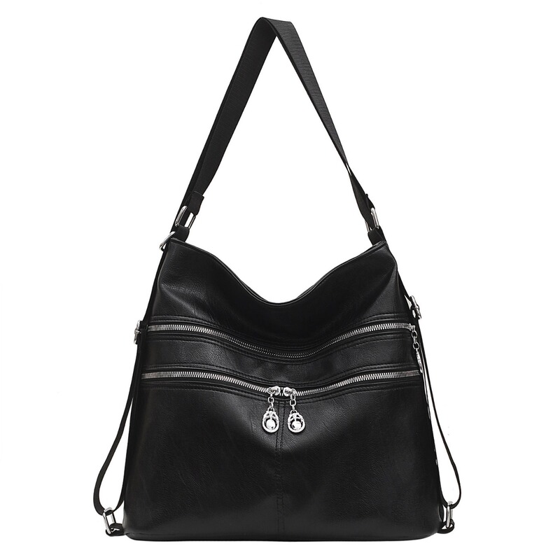 New Fashion Multi-functional Women's Bag Casual Shoulder Bag Shoulder Handbag Fashionable Korean Solid Color Large Leather Soft Bag