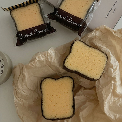 ins Japanese cute toast bread dish towel sponge rag cleaning sponge scouring pad kitchen rag