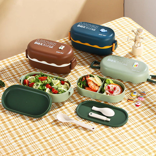 Cross-border microwave oven heated lunch box for work, double-layered student lunch box, Japanese lunch box set manufacturer wholesale