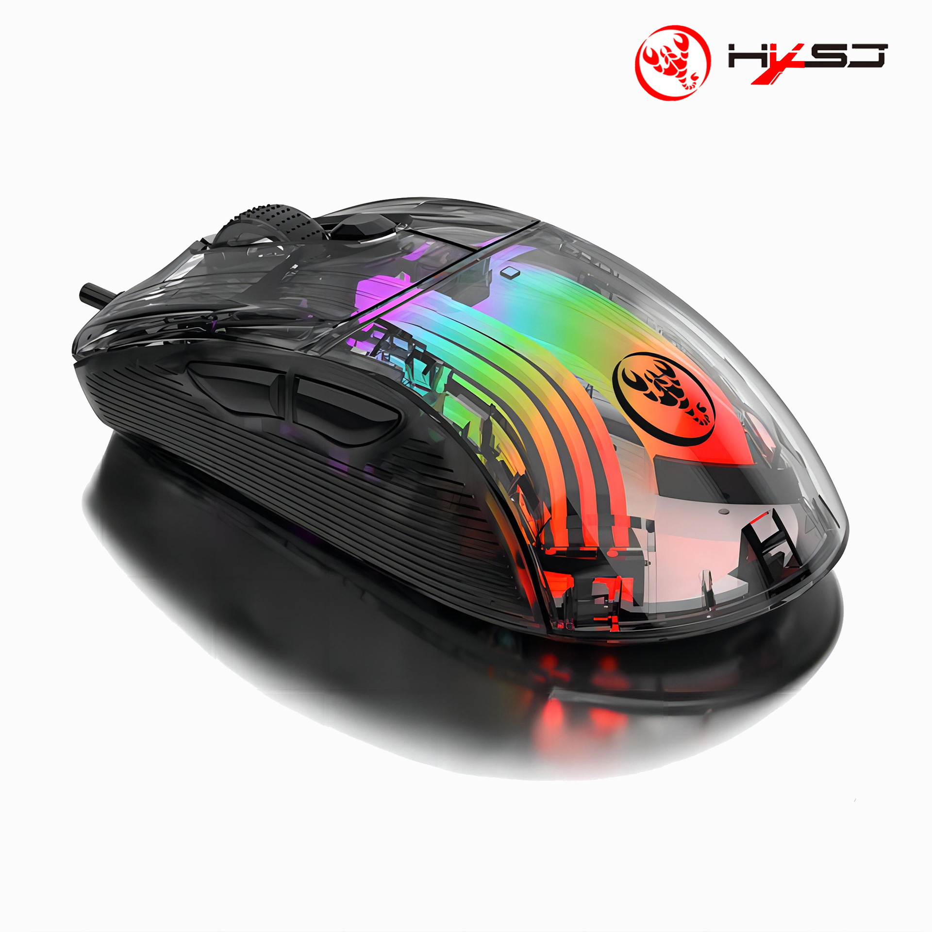 Neu Mechanische kabelgebundene transparente Spielmaus 12800DPI Gaming-Maus 7 Tasten Makro_voghion.com