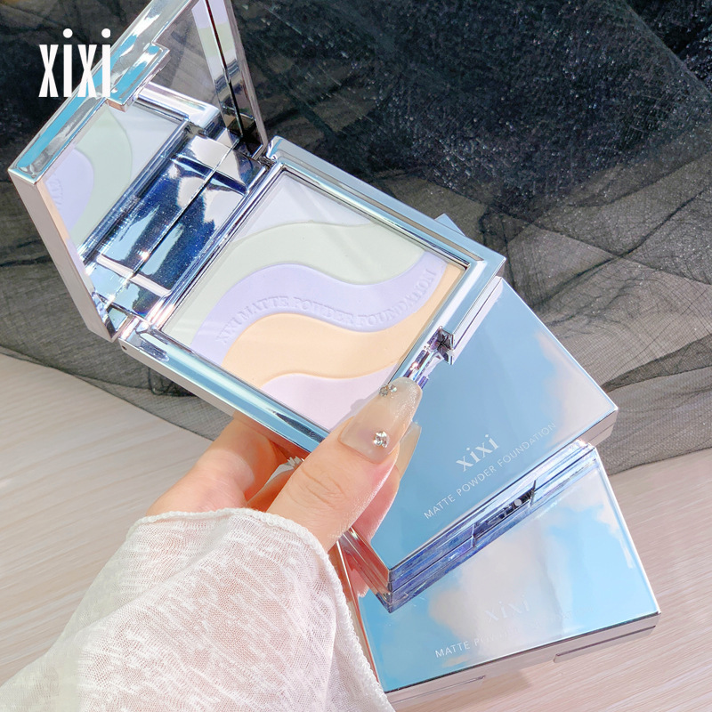 xixi 軽やかで完璧なメイクアップパウダー、5色展開、肌色を明るくし、シミを隠し、油分をコントロールし、長持ちし、防水性があり、落ちにくい|undefined