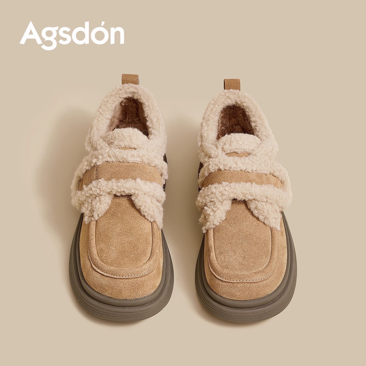 Augu Lion Dengjia terciopelo Bocken zapatos mujeres 2025 nuevo invierno otoño con suela gruesa terciopelo grueso zapatos de algodón suave