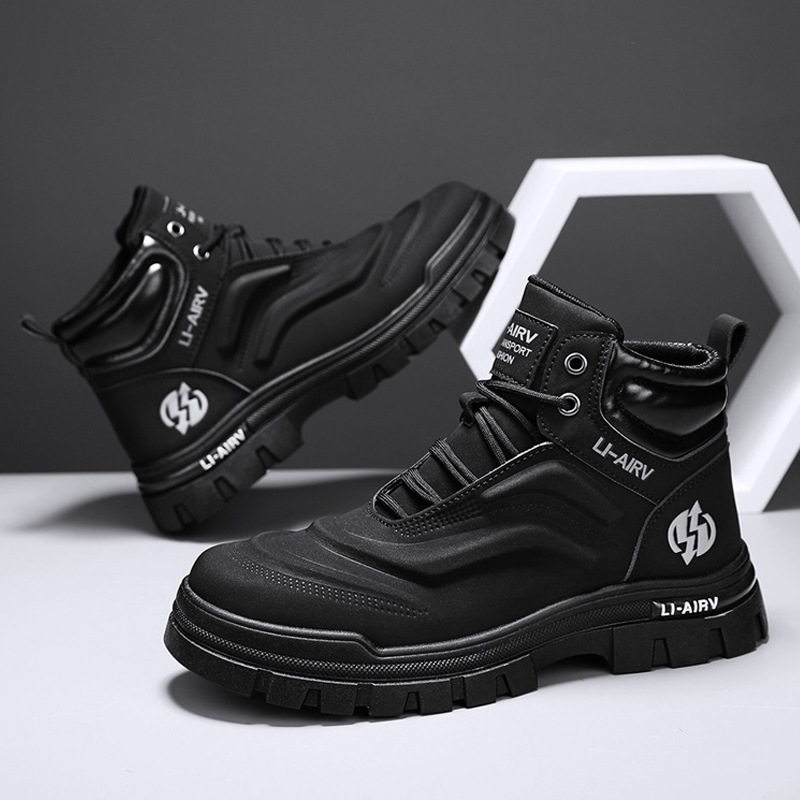 Otoño e invierno nuevo estilo cuero moda retro trabajo al aire libre ocio botas altas marea diaria deportes botas Martin botas de hombre