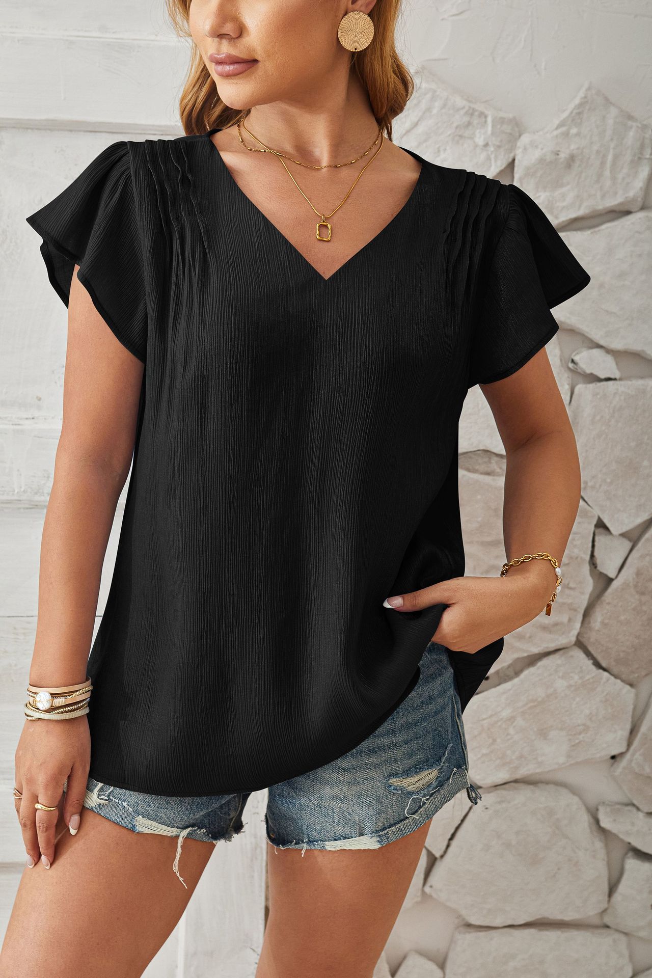 Women's T-shirt Short Sleeve T-Shirts Sequins Simple Style Solid Color display picture 11