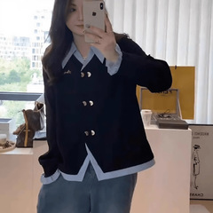 200斤の太ったMMはPolo襟シャツを着ることができる女性2025春秋の新型はゆったりしていて、肉を隠して痩せている上着が見える