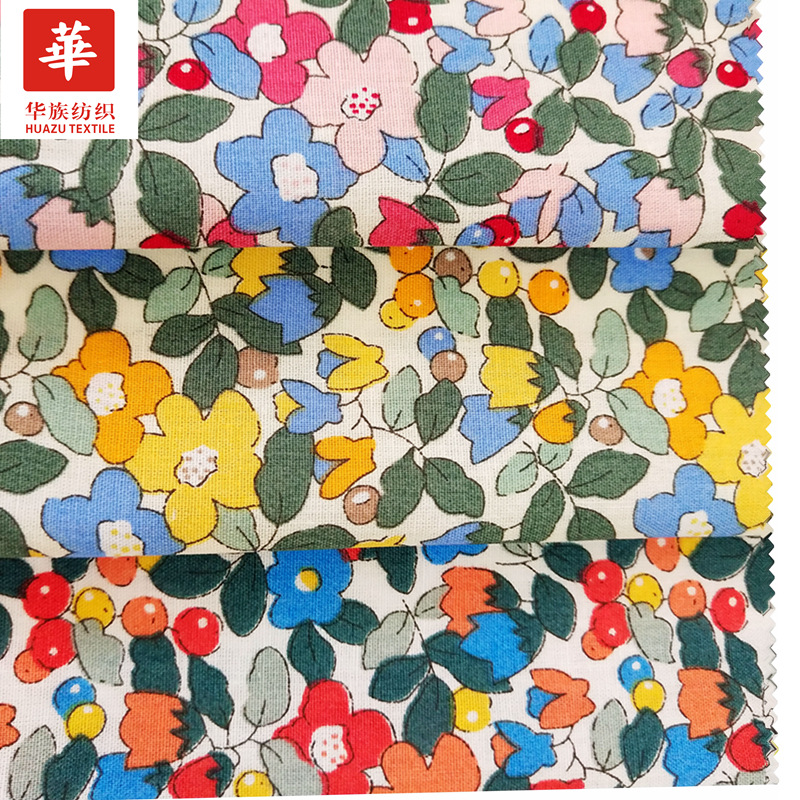 供应全棉纯棉印花布 田园风花朵 女装童装连衣裙衬衫布料现货批发