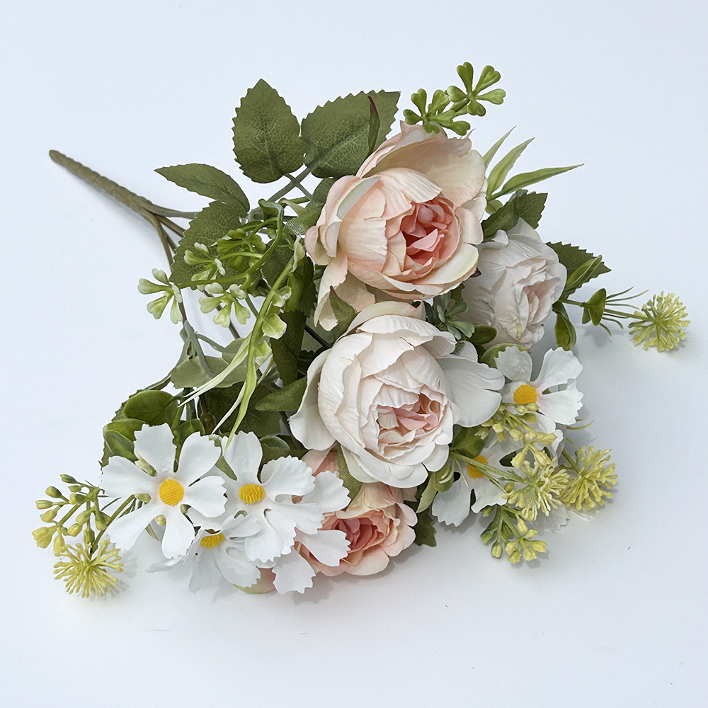 hand held artificial flowers peony buds artificial bouquets artificial green plants artificial flowers home plastic decorative ornaments_voghion.com