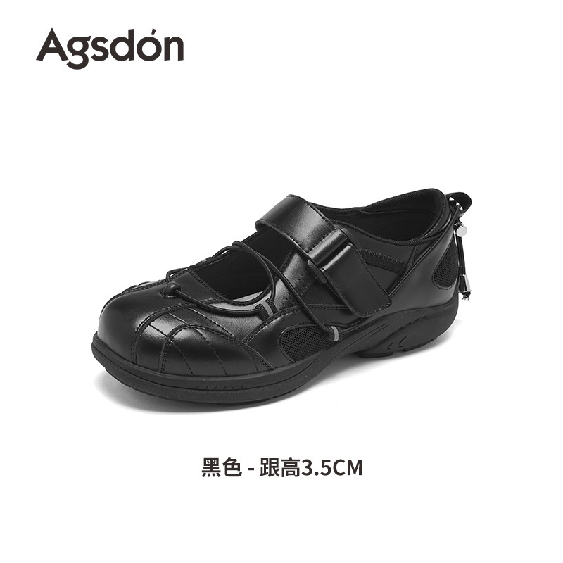 奥古狮登运动玛丽珍女鞋2025新款秋季休闲魔术贴浅口软底德训鞋子|undefined
