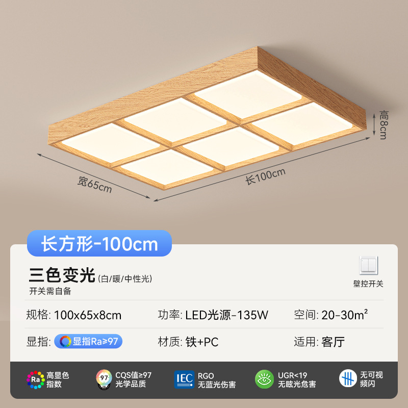 Luz de Sala de estar rectangular de color troncal de espectro completo 100 * 65cm - luz tricolor