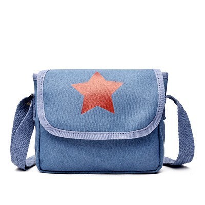 Children's Small Schoolbag Cute Fashion Small Satchel Boys and Girls Canvas Bag Green Army Bag Vintage Five-pointed Star Bag