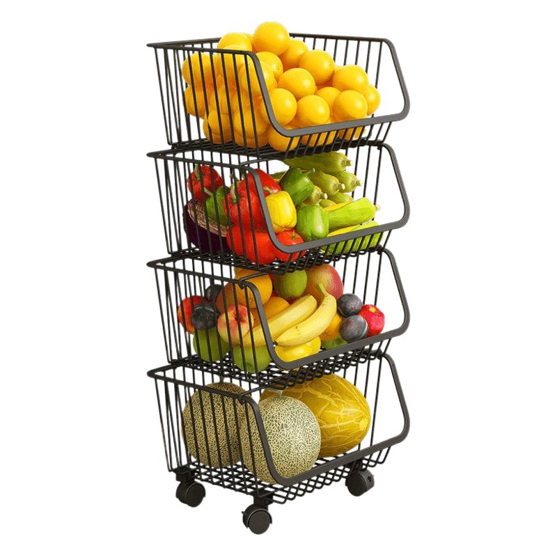 Fábrica directa cesta de verduras fruta cocina almacenamiento rack cesta de almacenamiento móvil multifuncional cocina cesta de almacenamiento