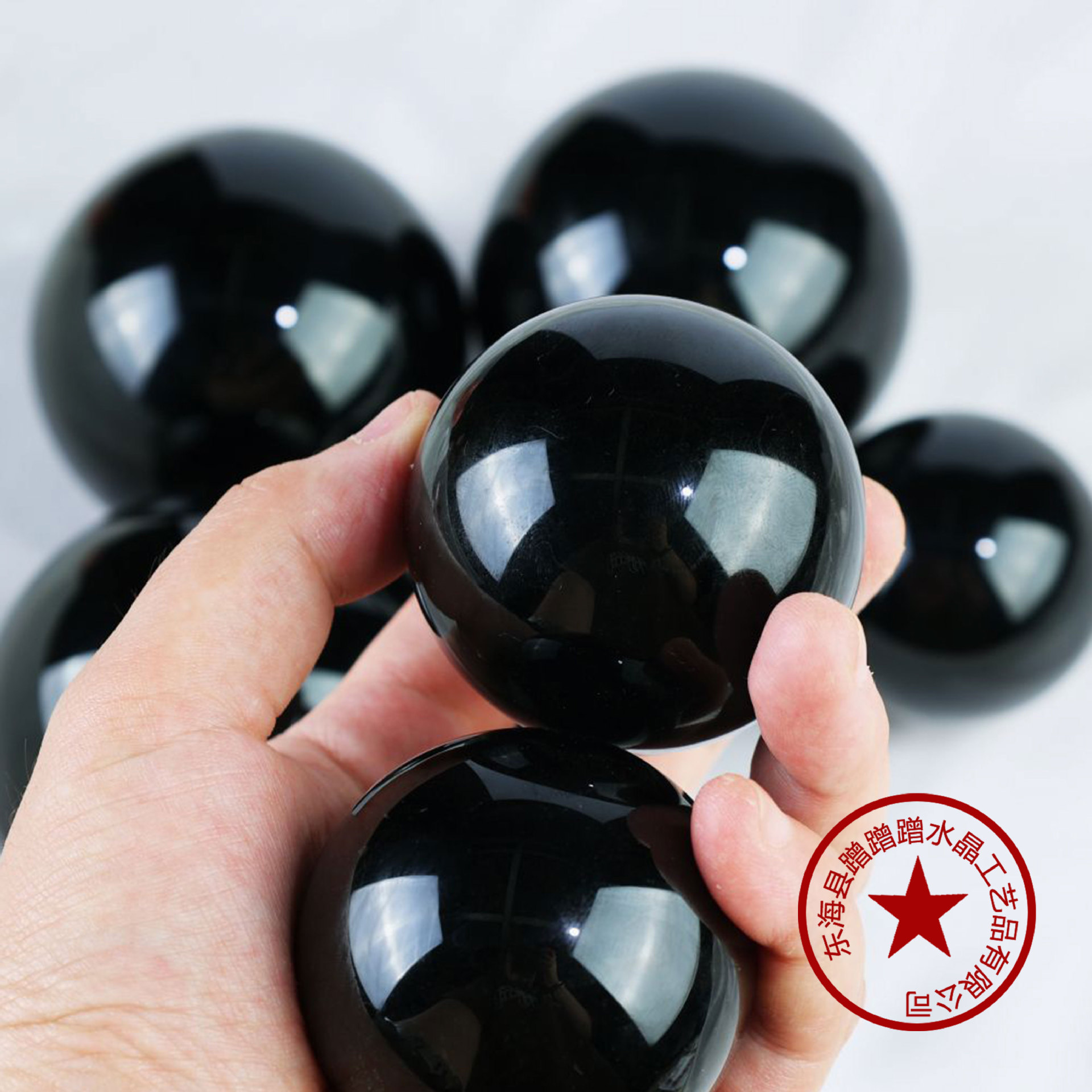 天然水晶球摆件高品质黑曜石球原石打磨 风水摆件厂家批发特价