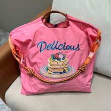 尼龙大容量环保收纳袋单肩手提包日本小众刺绣高园园同款ballchai