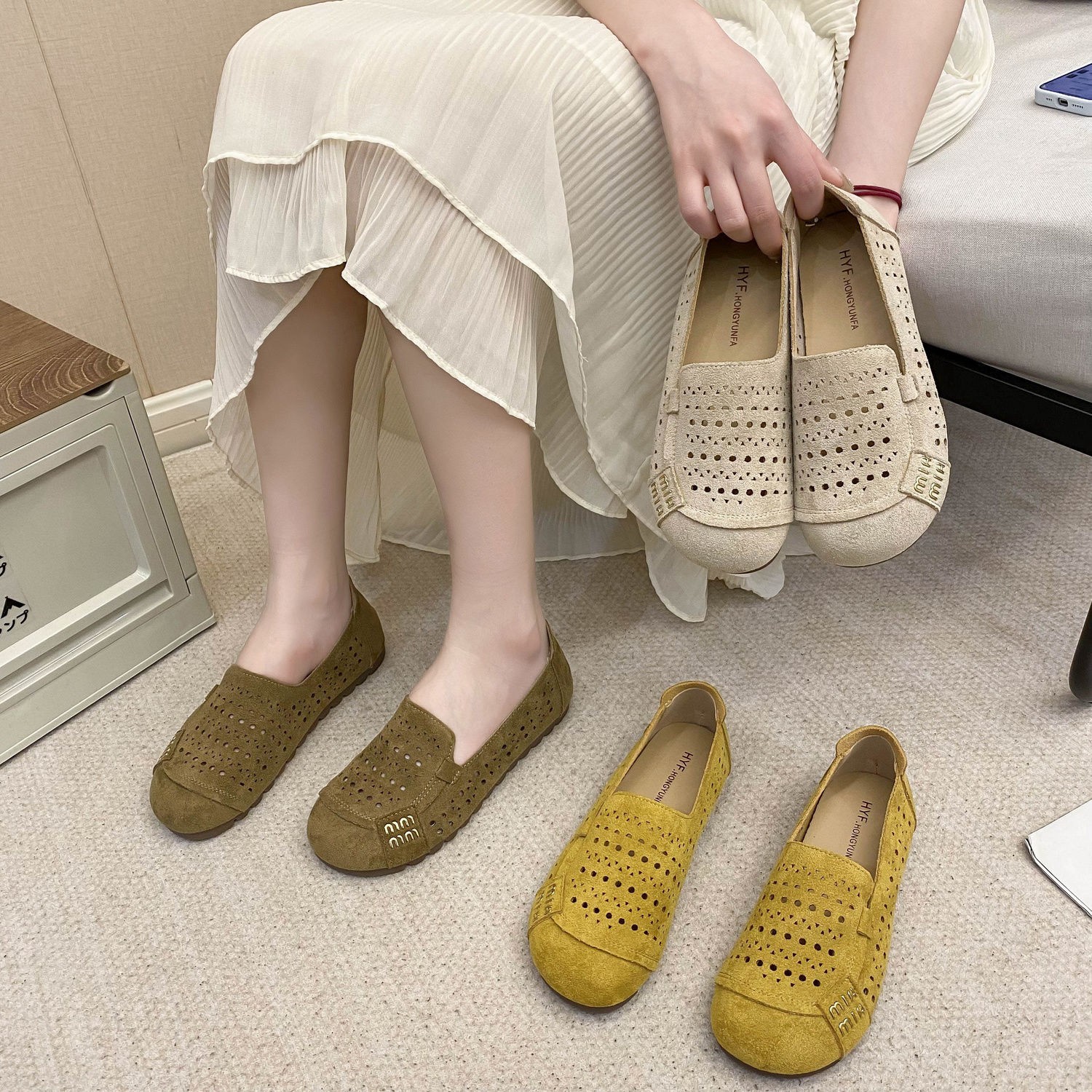Summer retro casual breathable shoes flat