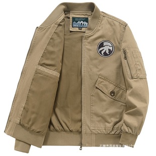 Cotton Jacket Men's Spring & Fall Thin American Retro Baseball Uniform Loose Casual Multi-Flap Pocket Pants Work Jacket 7033