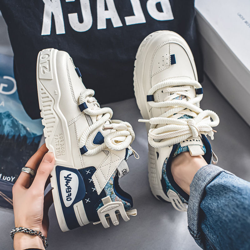 Μεγάλο μέγεθος κορεατικής έκδοσης ανδρικών μοντέρνων παπουτσιών από καμβά, μοντέρνα παπούτσια με χοντρή σόλα για νέους αθλητικούς χώρους αναψυχής_voghion.com