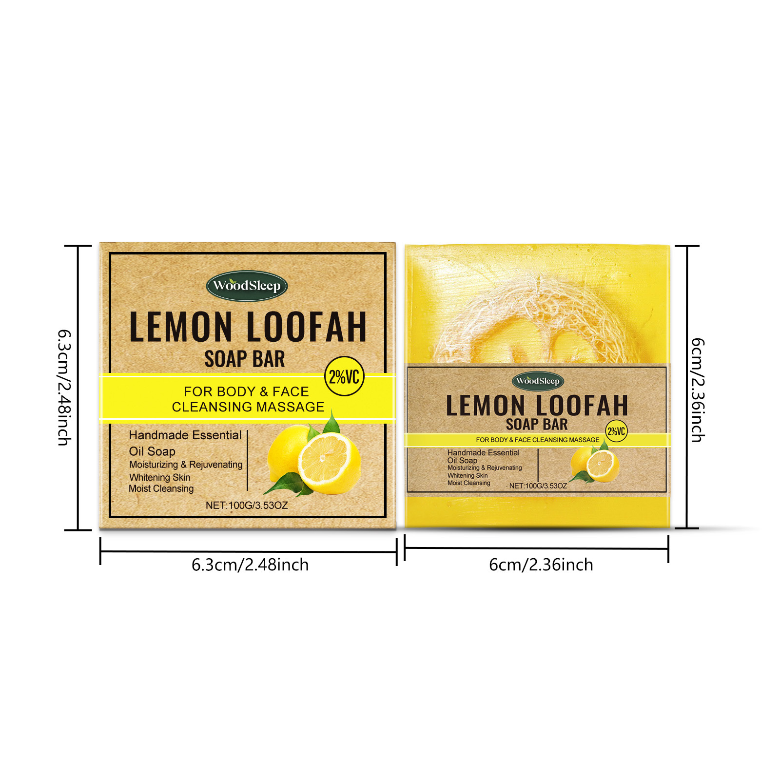 Loofah Lemon Essential Oil Soap, Gently Cleansing Body Skin Refreshing Care Soap_voghion.com