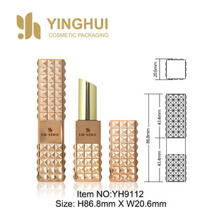 Spray-Plated Matte Gold Square Oblique Mouth with Angular Magnetic Lipstick Tube Cosmetic Packaging Material