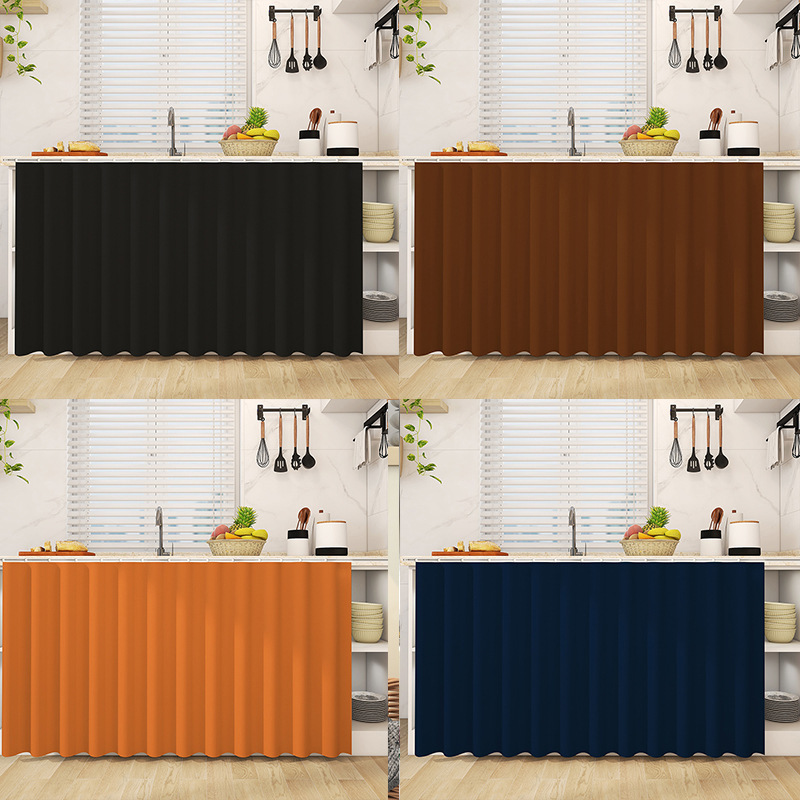 Solid Color Kitchen Cabinet Curtain Washable Ugly Cabinet Door Curtain Shoe Rack Storage Rack Storage Cabinet Cloth Curtain