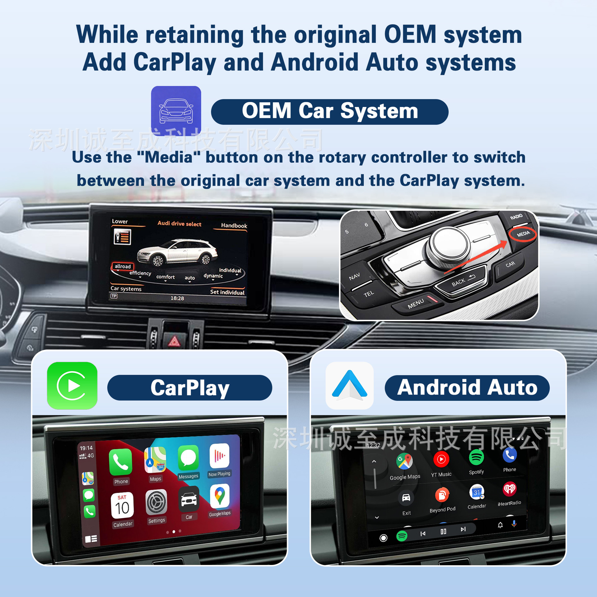 Cross-Border Wireless Carplay/Hicar Suitable for Audi Audi Original Car Screen Upgrade Multimedia Decoder Supply Source