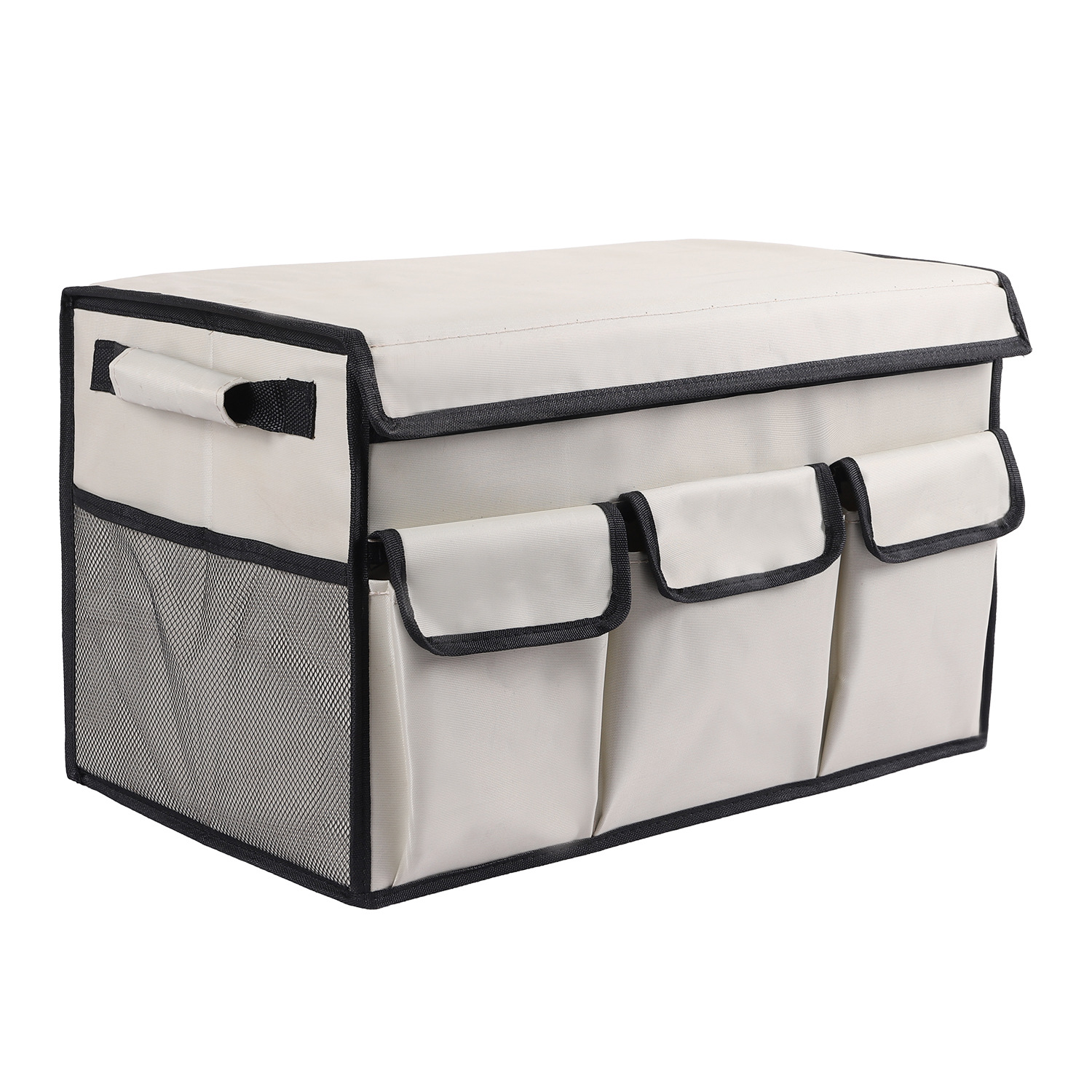 Caja de almacenamiento para artículos de automóvil de respaldo tipo plegable multifuncional para acabado trasero del automóvil