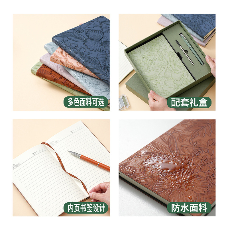 跨境热销笔记本压纹立体复古浮雕记事本小清新学生现货仿皮日记本|undefined