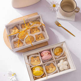 马卡龙包装盒韩式曲奇烘焙透明打包盒雪花酥巧克力糖霜饼干小礼盒
