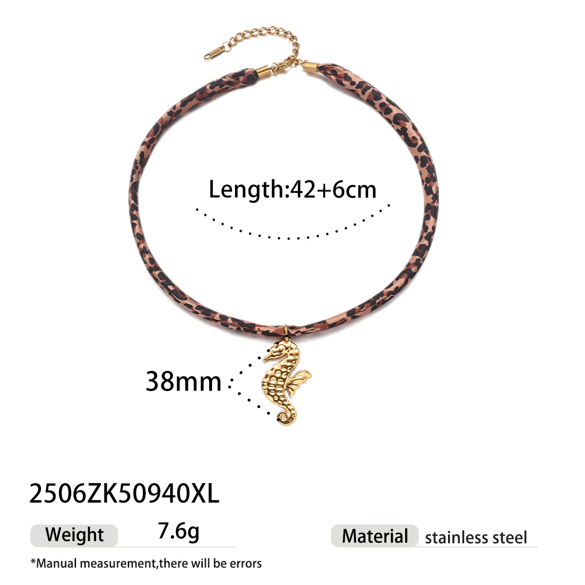 Tiana Europa y América collar de acero inoxidable dulce y fresco estilo de galía de galera variedad bufandas de seda de leopardo collar de acero de titanio joyería de venta caliente transfronteriza image 18