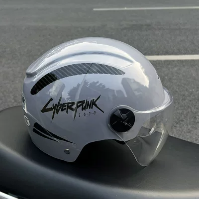 National Standard 3C Certified Electric Motosiklet kaskı (dəbilqə) - gray-transparent-short-lenses-one-size-fits-all