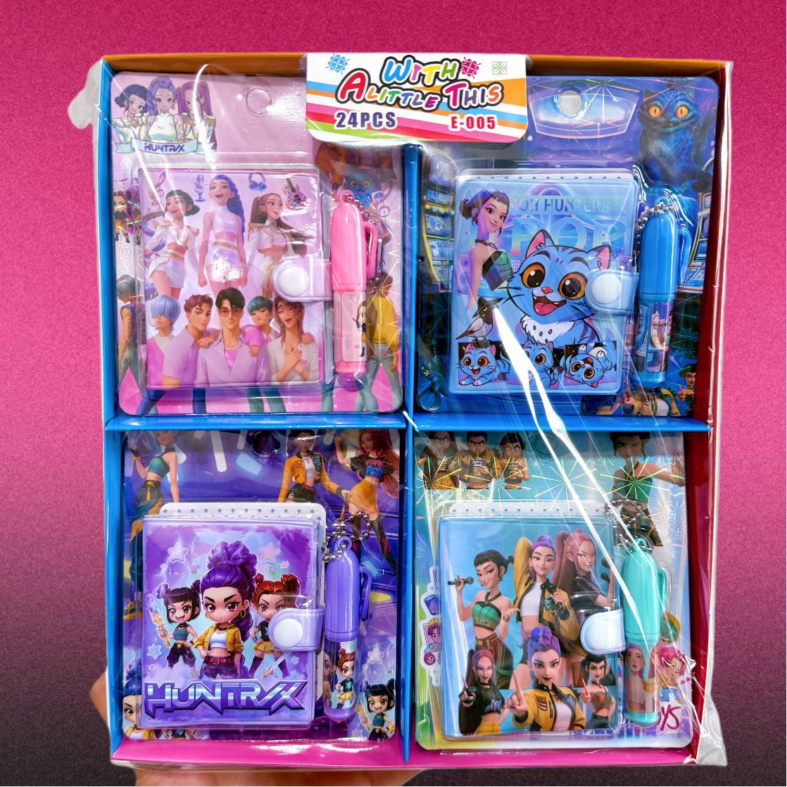 Nuevo grupo de caza de demonios cuaderno de dibujos animados escritorio conjunto de bolígrafo pequeño conjunto de regalo de papelería para estudiantes de primaria