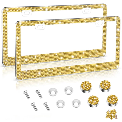 License plate holder/license plate holder | and stylish, US standard license plate - yellow-rhinestone-1-piece