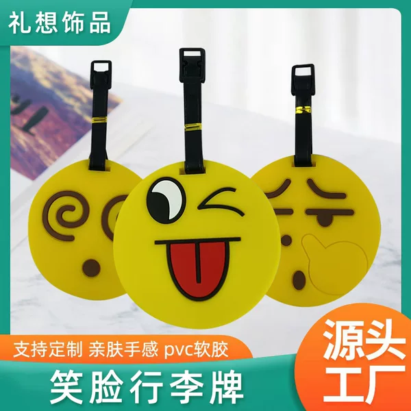 Customized Cartoon Expression Luggage Tag Identification Silicone Tag Travel Lost Item Business Trip Shipping Tag Suitcase