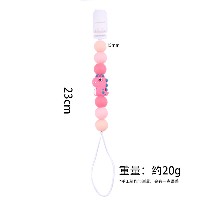 Animal estereoscópico bebés de silicona chupeta clips cadena de mordida de dientes de bebé cadena de molar cadena de prevención de la caída chupeta